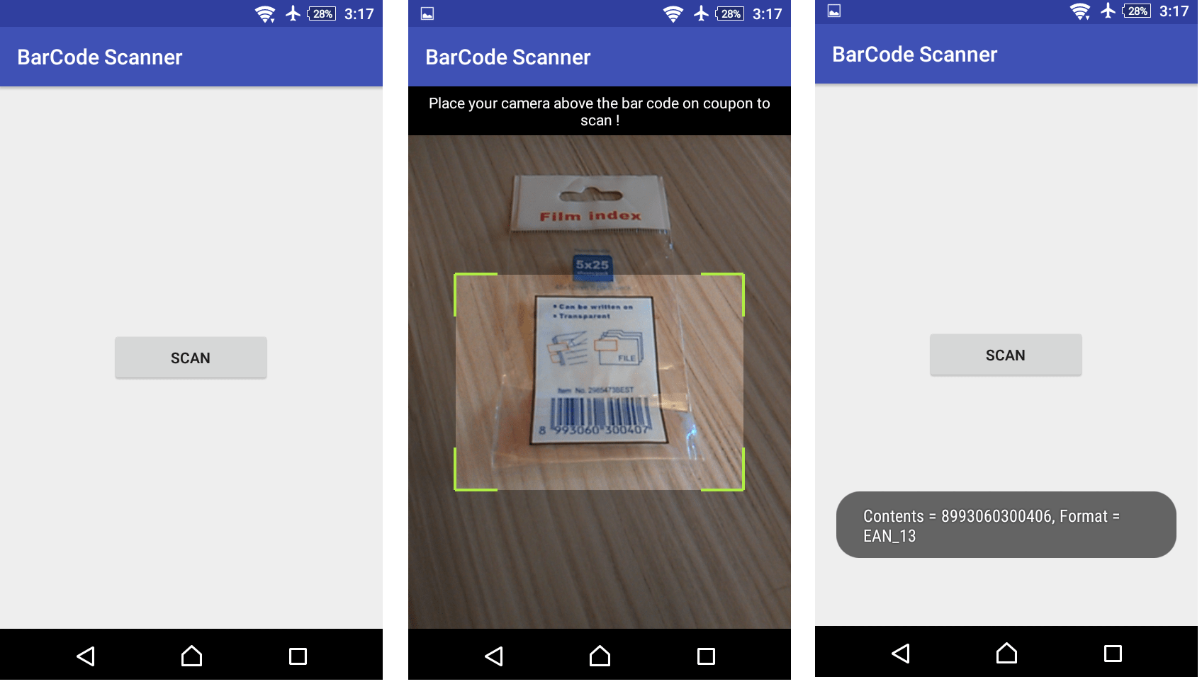 scan barcode on android