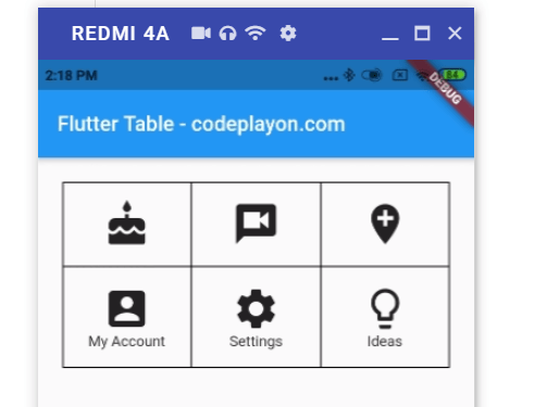 Flutter How to create Table