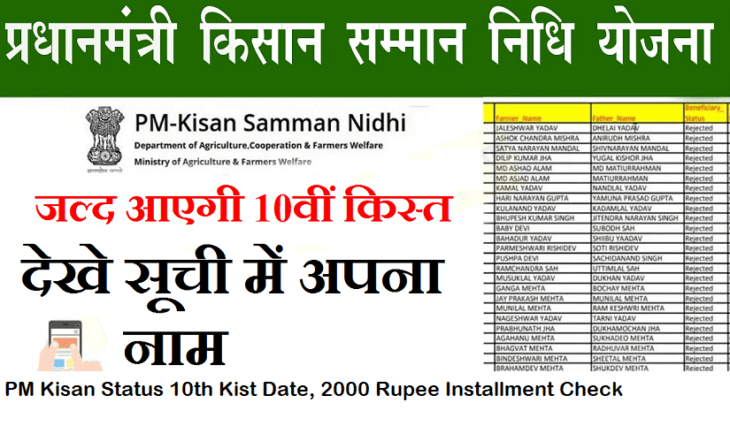 PM Kisan Status 10th Kist Date, 2000 Rupee Installment Check