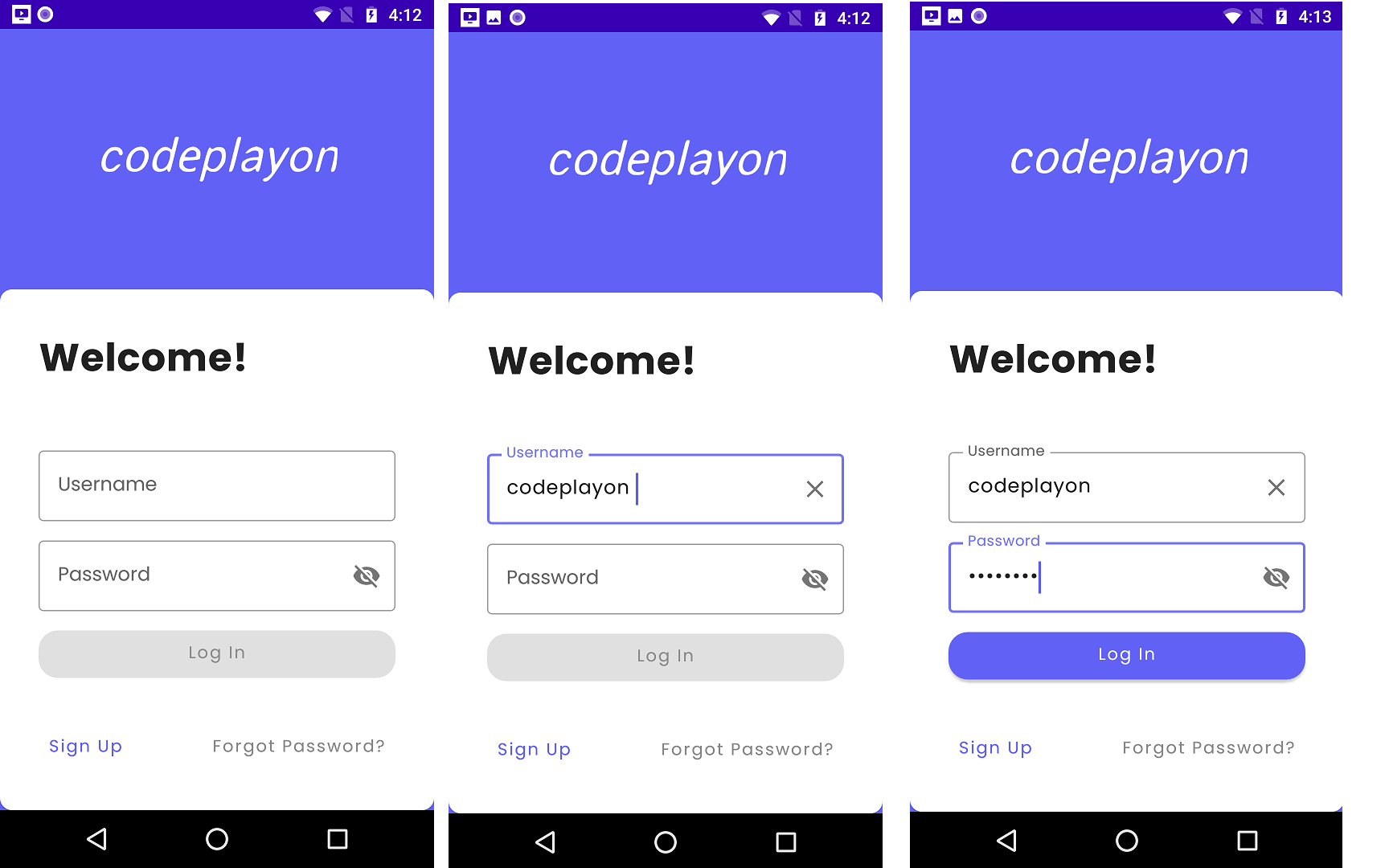 Android jetpack login example and form validation