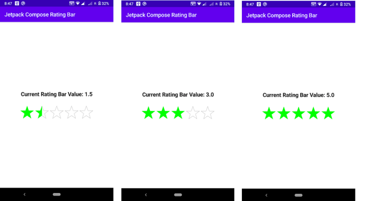 Jetpack compose custom rating bar in android