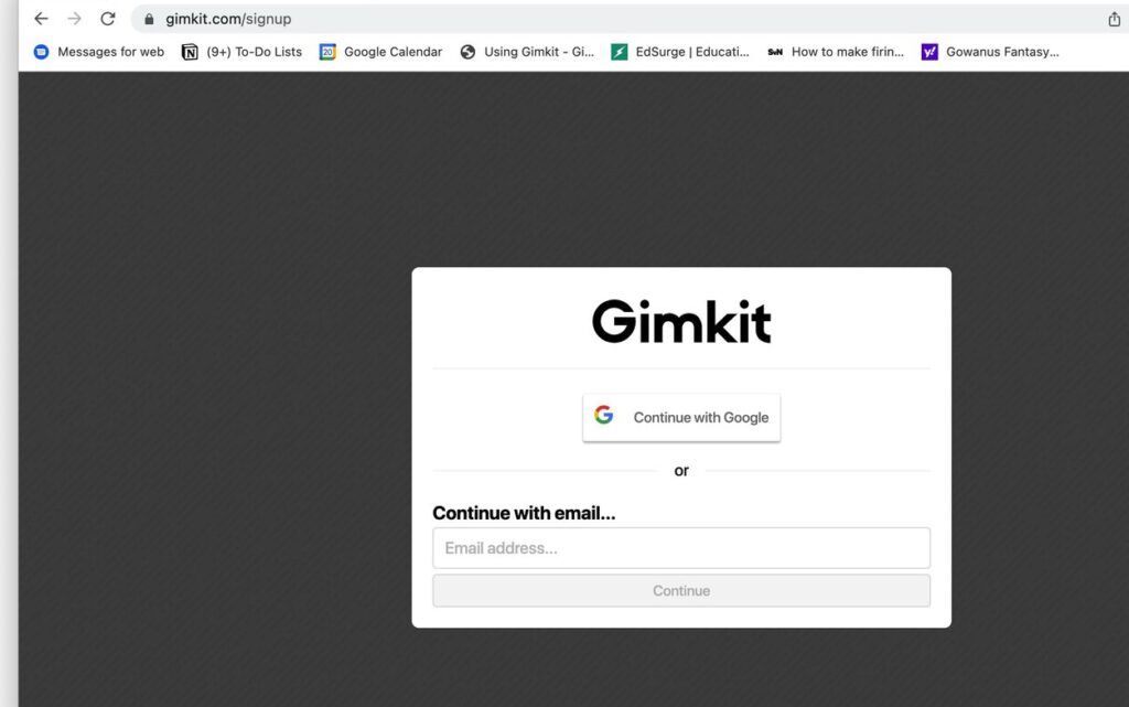 gimkit login with gmail