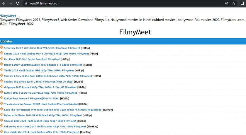 Filmymeet Bollywood Movies 2023 Download 300MB 4K HD 1080p, 720p, 480p and HD HD Free
