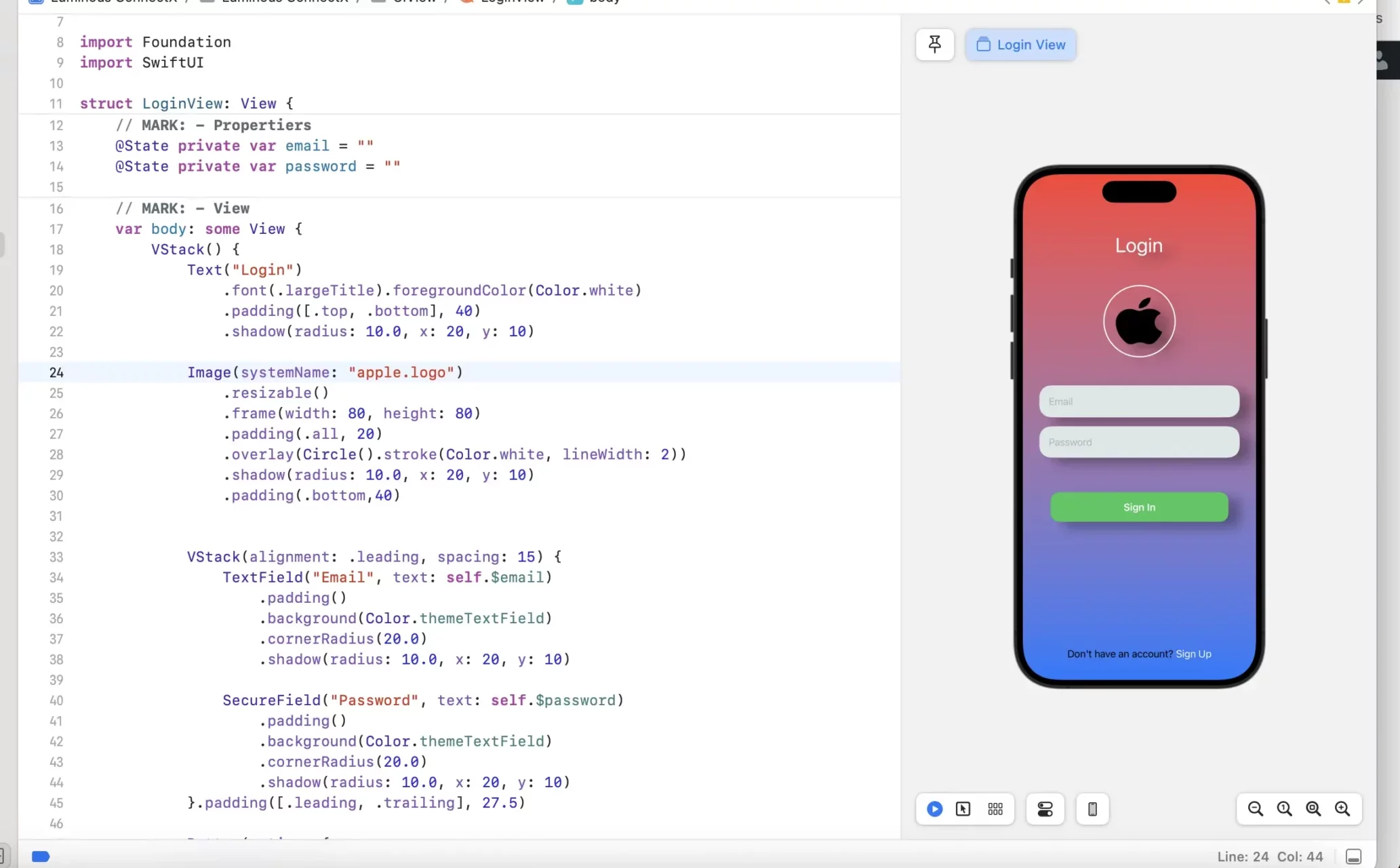 Login Page Design in SwiftUI