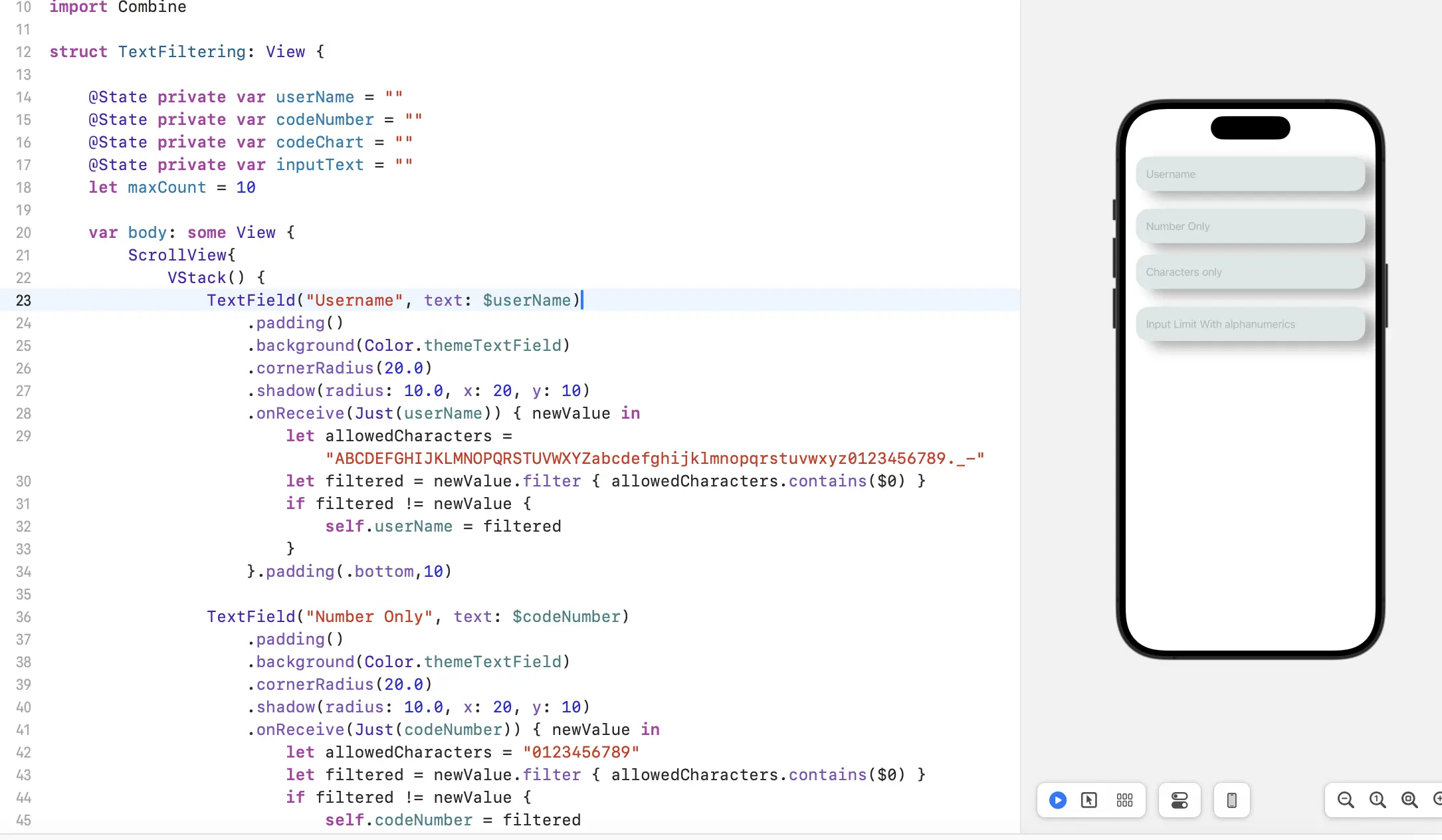 How to create TextField validation that only accepts numbers, characters, special characters